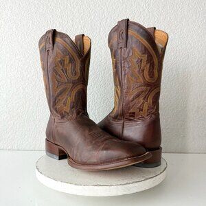 Rod Patrick Mens Cowboy Boots Cognac Brown Leather Western Square Toe Size 13A